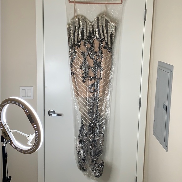 Crystal rhinestone strapless dress gown - Picture 5 of 11